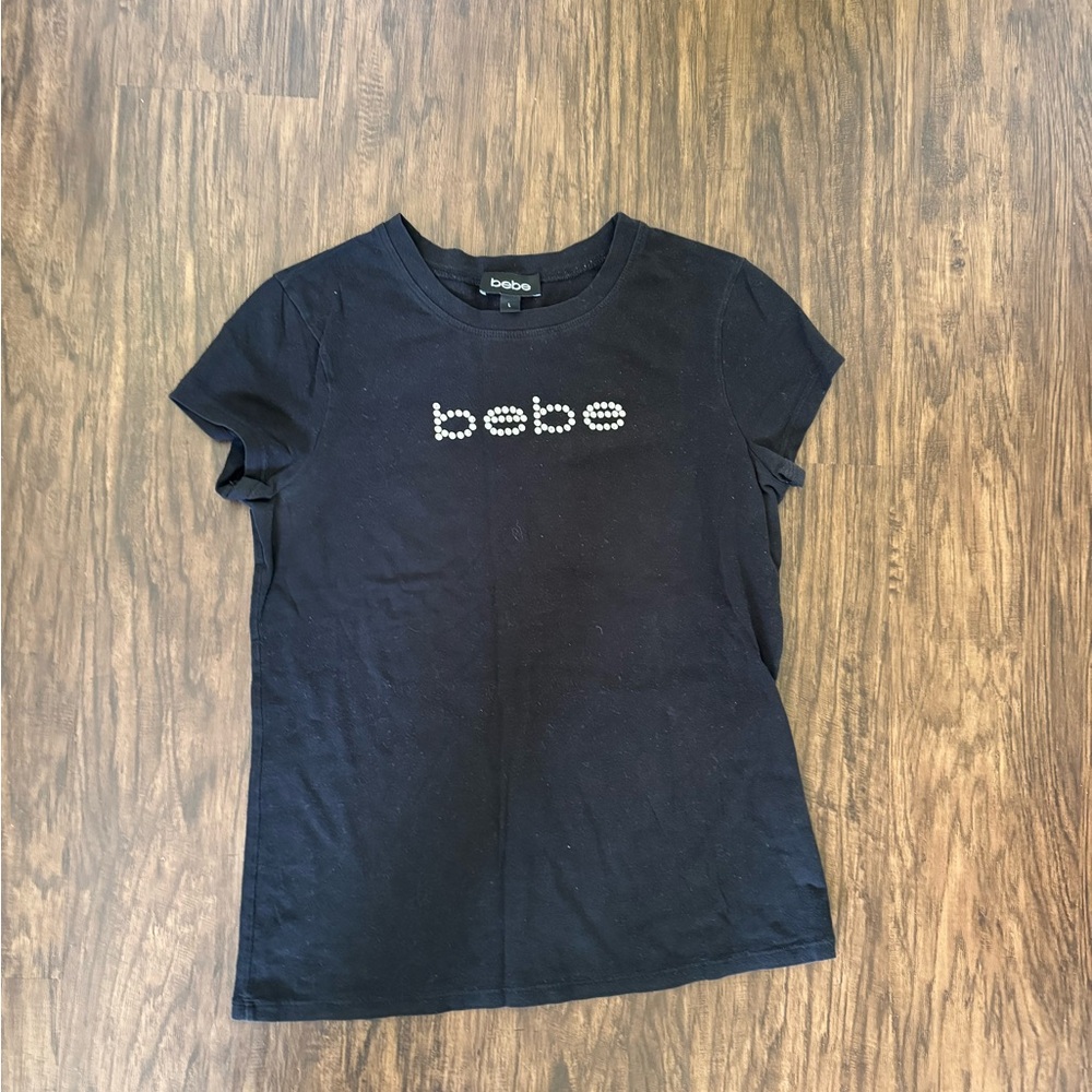 Bebe Black Tee with White Logo
